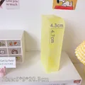 Translucent yellow 4-tier slanted desk organizer for pens and makeup brushes - Slim Slanted 4-Grid Style / Macaron Yellow