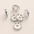 Silver wave edge spacers with colorful AB rhinestones for DIY jewelry making - Wavy AB Crystal