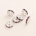 Silver wave rhinestone spacer bead with purple crystals for DIY bracelet making - Wavy Dark Purple
