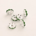 Silver wavy spacer beads with emerald green rhinestones for DIY jewelry making - Wavy Light Green