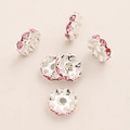 Silver-plated wave spacer beads with pink rhinestones for DIY bracelet jewelry making - Wave Light Pink