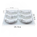 White 6-cavity silicone banana mold for cake and mousse, dimensions 29.8x19cm - 6-Hole Banana