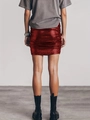 Slim fit red metallic ruched mini skirt for women in a shiny stretchy fabric finish - XS / Red