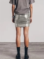 Women's slim fit metallic silver sequin mini skirt with ruched design and shiny texture - XS / Silver