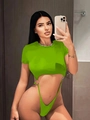 Body sexy vert néon à coupe haute pour femme avec anneaux métalliques et design ajouré - S / Vert Herbe