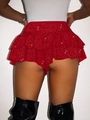 Minigonna sexy con paillettes rosse e volant a strati per feste e abbigliamento club - XS / Rosso
