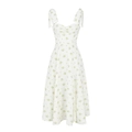 White floral strap dress with yellow prints and adjustable shoulder bow ties - Floral