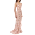 Abito lungo floreale rosa con elegante scollo a cappuccio e design senza maniche - S / Rosa Floreale