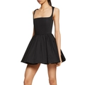 Abito corto nero senza maniche stile corsetto con scollo quadrato e gonna a ruota - S / Nero