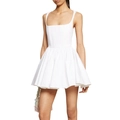 Mini abito estivo bianco senza maniche con corpetto stile corsetto e gonna a pieghe a trapezio - S / Bianco