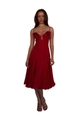 Elegantes rotes Midikleid mit Spaghettiträgern und 3D-Blumenapplikationen am Oberteil - S / Rot