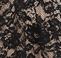 Slim fit evening dress featuring black floral lace material with a nude inner lining - S / Black