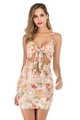 Detail of the sequins and floral print on this sexy cut-out backless mini dress - S / Rainbow
