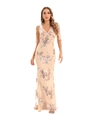 Dettagli dell'abito da sera color champagne con paillettes, ricami e nappe a frange - S / Oro