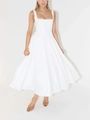 Elegante abito midi bianco senza maniche con scollo quadrato e vita attillata - S / Bianco