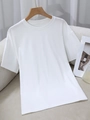 Minimalistisch wit dames t-shirt met ronde hals en oversized losse pasvorm - S / Wit
