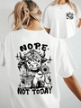 T-shirt da donna bianca in cotone con stampa mucca Highland e slogan NOT TODAY - Taglia S / Bianco