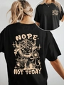 T-shirt nera da donna in cotone con grafica mucca Highland e scritta Nope Not Today - Taglia S / Nero