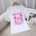 T-shirt blanc California West Coast avec impression graphique de palmier rose - S / Blanc
