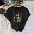 Black crew neck T-shirt featuring 'I AM A CHILD OF GOD' print and graffiti heart art - Black