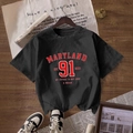 Women's black Maryland 91 printed t-shirt in a loose fit minimalist American style - S / Black