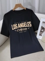 Camiseta negra de algodón para mujer con estampado vintage West Coast en amarillo - S / Negro