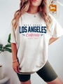 Weißes lockeres Kurzarm-T-Shirt mit Vintage Los Angeles California Grafik-Druck - S / Weiß