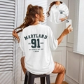 Weißes Oversized T-Shirt mit Maryland 91 Rückendruck und Rippstrick Rundhalsausschnitt - S / Weiß