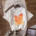 White casual short-sleeve T-shirt featuring a red heart and Love Like Jesus print - White