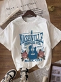Weißes Baumwoll-T-Shirt mit Vintage-Nashville-Grafik auf dunklem Holzhintergrund - S / Weiß