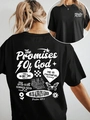 Damen T-Shirt in Schwarz mit religiösem Rückenprint, Bibelversen und Grafikmotiven - S / Schwarz