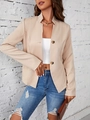 Women's slim fit apricot blazer with stand collar and dark amber buttons - S / Apricot