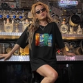 Damen T-Shirt in Schwarz mit Van Gogh Kunstdrucken und lockerem Rundhalsausschnitt Design - S / Schwarz