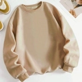Minimalist apricot crew neck sweatshirt with drop shoulder and ribbed cuffs - XS / Apricot