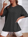 Women's minimalist black crew neck short sleeve oversized t-shirt with loose fit style - S / Black
