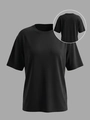 Women's minimalist black crew neck short sleeve loose fit sports t-shirt top - S / Black