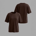 Women's oversized short sleeve crewneck t-shirt in deep brown solid color cotton fabric - S / Coffee