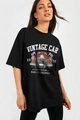 Detailansicht des Vintage-Auto-Prints und San Francisco Text auf schwarzem T-Shirt - S / Schwarz