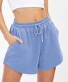 Detailansicht hellblaue Sport-Shorts mit Kordelzug am elastischen Bund und seitlichen Taschen - S / Hellblau