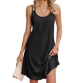 Elegant black sleeveless dress with delicate eyelet embroidery and thin spaghetti straps - S / Black
