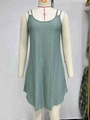 Relaxed A-line mini dress with dual thin straps and hollow-out texture in sage green - S / Sage Green (Physical)
