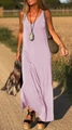 Abito lungo estivo con scollo a V senza maniche in rosa lavanda vestibilità ampia - Rosa
