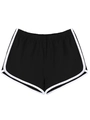 Damen Sport-Shorts in Schwarz mit weißem Kontrastrand und elastischem Bund für Training - S / Schwarz