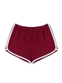Damen Sport-Shorts in Burgund mit weißem Kontrastrand und elastischem Taillenbund - L / Burgunderrot
