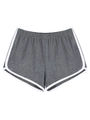 Dunkelgraue Damen Sport-Laufshorts mit weißer Paspelierung und hohem elastischem Bund - XS / Dunkelgrau