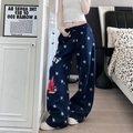 Pantalones de chándal azul marino holgados con estrellas blancas y dibujo gráfico - S / Azul
