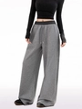 Women's grey wide-leg drawstring sweatpants with loose fit and high-waisted design - S / Gray