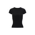Nauwsluitend zwart sport-T-shirt voor dames met ronde hals in een minimalistische stijl - XS / Zwart