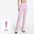 High-waisted yoga leggings in Pink Diamond finish featuring side seams and elastic fabric - S / Bottoms / Pink Diamond