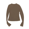 Classic slim-fit long sleeve crewneck t-shirt in deep brown solid color fabric - XS / Brown